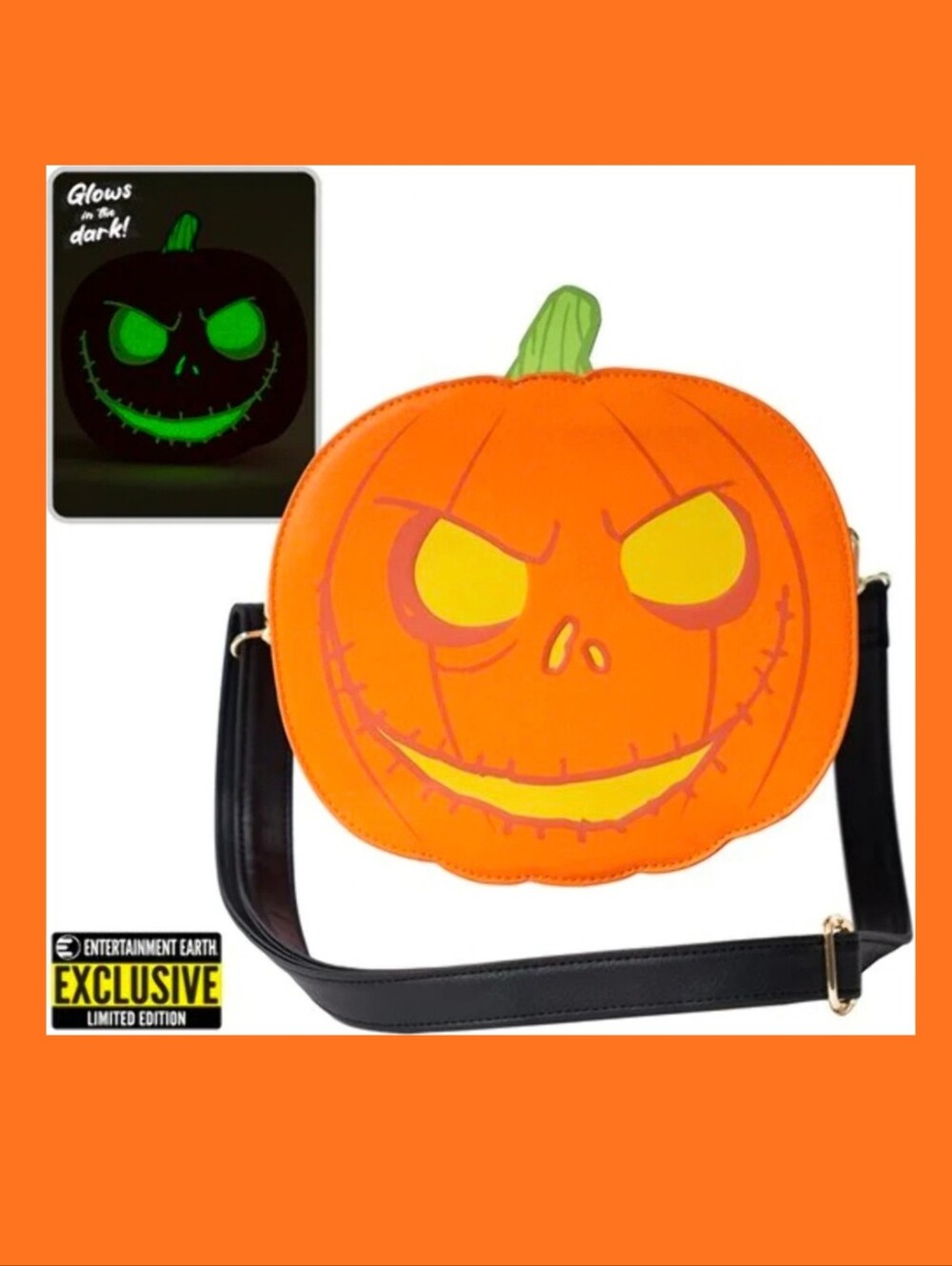 Loungefly Disney Nightmare Before Christmas Jack O' Lantern Glow Crossbody Purse